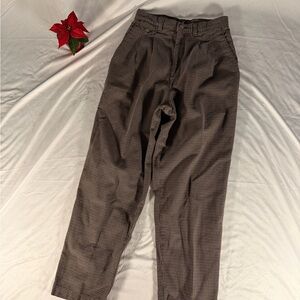Lee M.R Pants Mens 27x27 Brown Blue Houndstooth Pleated Front Chino VTG 80s